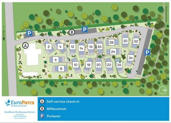 Plattegrond van EuroParcs de Zeeuwse Duinen